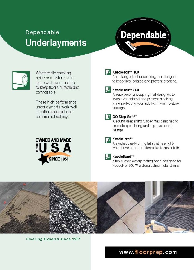 Dependable Underlayment Product Brochure 1